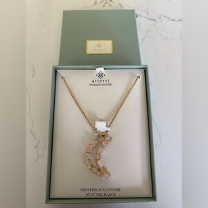 Gold and Cream Crescent Moon Necklace